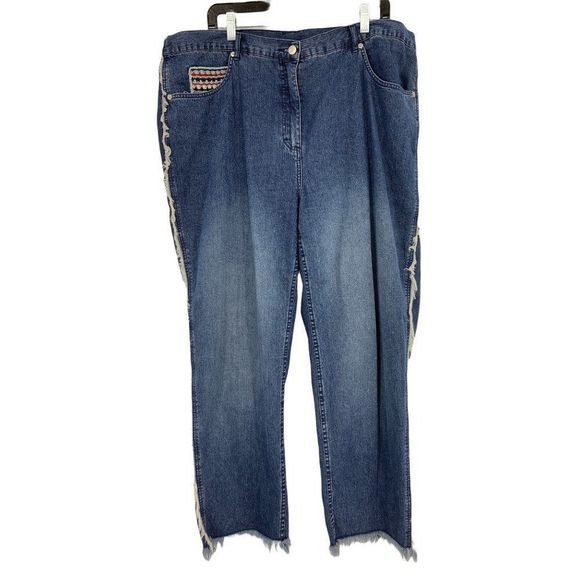 Carole Little Size 20 jeans embroider fray 1912 Grandmacore Western - Picture 1 of 10